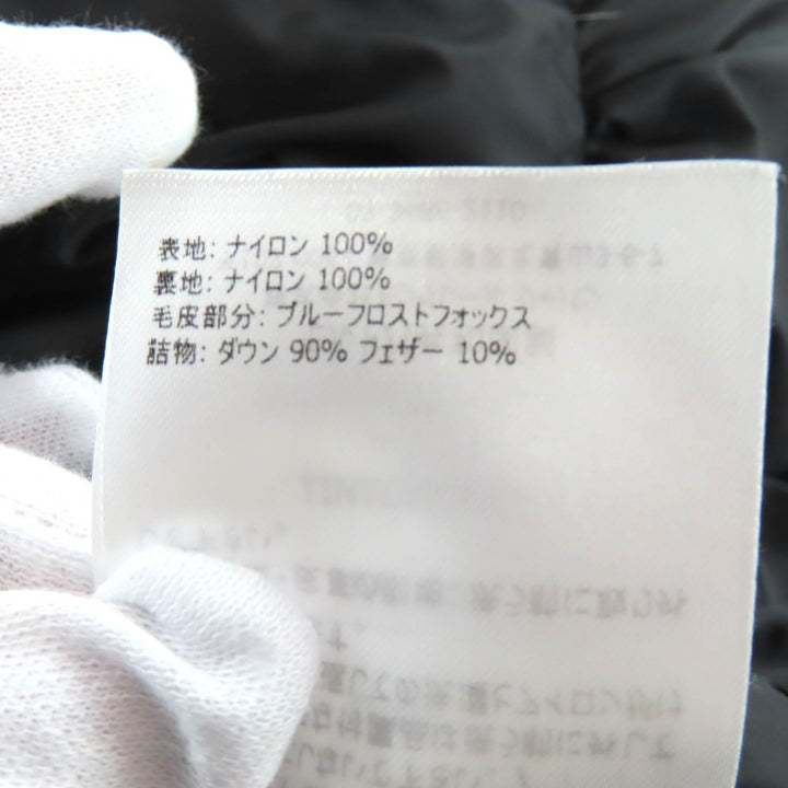極美品★MONCLER モンクレール HIRONDELLE イロンデール 美シルエット 襟ブルーフロストフォックスファー付 ダウンコート 黒 00 正規品