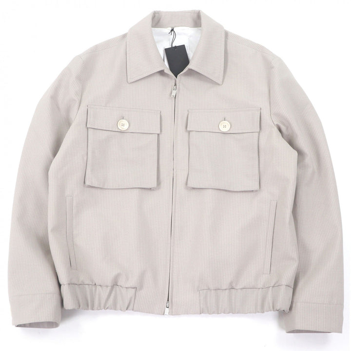 未使用品□PT TORINO ピーティー トリノ 25SS モヘア バージンウール ストライプ柄 ブルゾンジャケット グレーベージュ 50 メンズ
