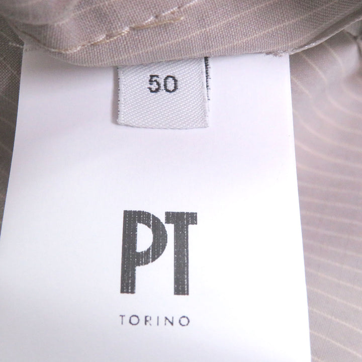 未使用品□PT TORINO ピーティー トリノ 25SS モヘア バージンウール ストライプ柄 ブルゾンジャケット グレーベージュ 50 メンズ