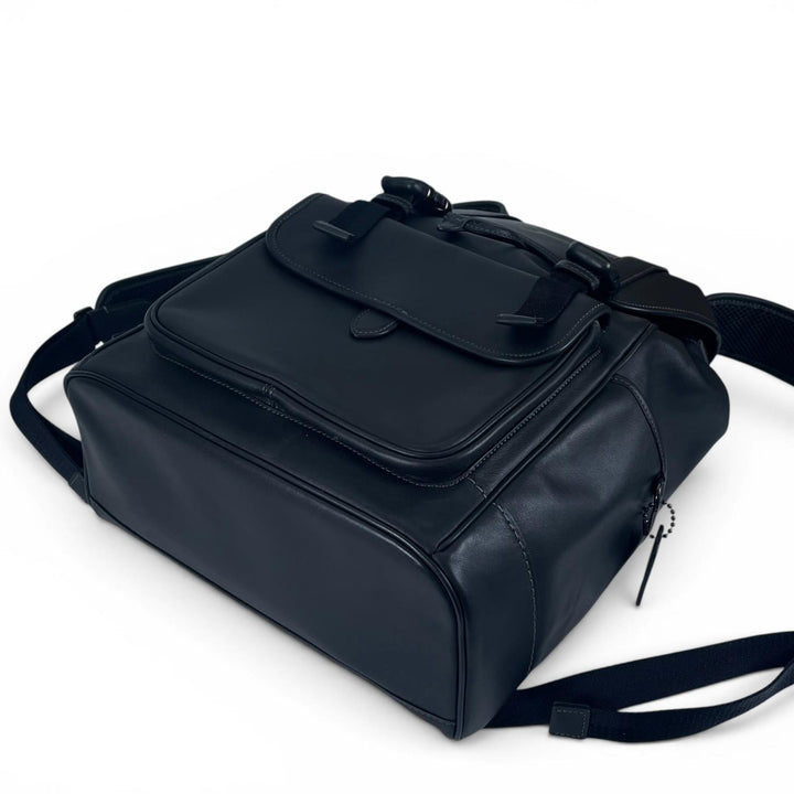 極美品▲COACH コーチ CU072 LGUE FLP BP リーグ フラップ バックパック スムースレザー ブラック メンズ 定価99000円 保存袋付き