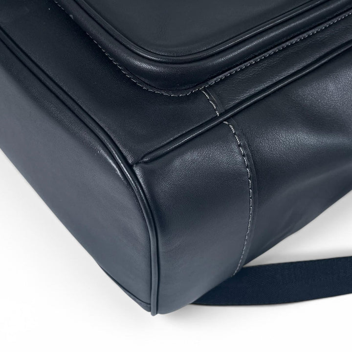 極美品▲COACH コーチ CU072 LGUE FLP BP リーグ フラップ バックパック スムースレザー ブラック メンズ 定価99000円 保存袋付き