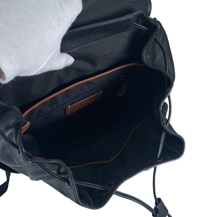極美品▲COACH コーチ CU072 LGUE FLP BP リーグ フラップ バックパック スムースレザー ブラック メンズ 定価99000円 保存袋付き