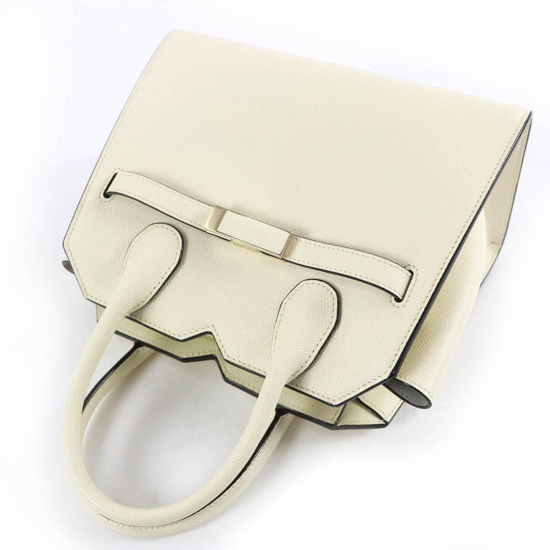 未使用品☆Valextra ヴァレクストラ ２ハンドル ミラノバッグ ミニ レザー 2WAY ショルダーバッグ ハンドバッグ アイボリー 定価693000円