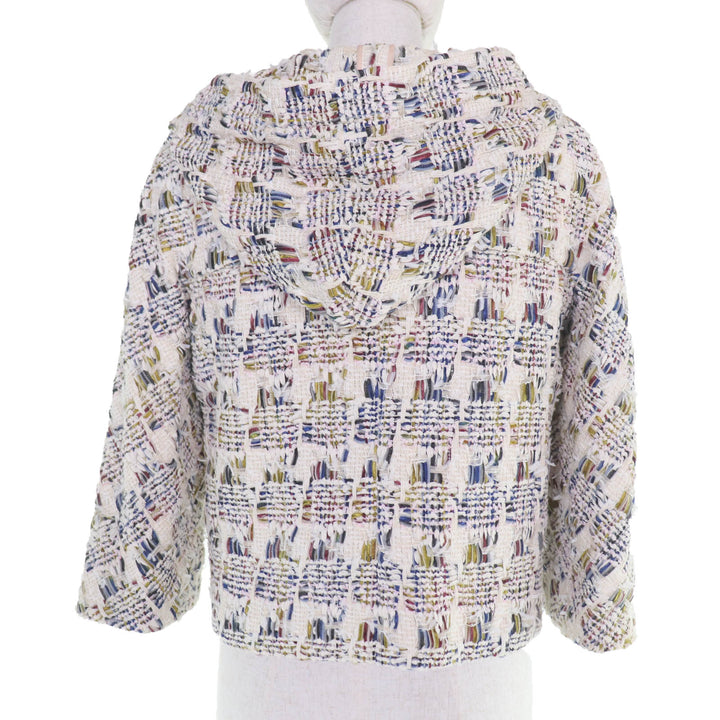 極美品☆CHANEL シャネル P58379V44257 ココボタン フード付 リボンツイード ジャケット マルチカラー 38 フランス製 正規品 レディース