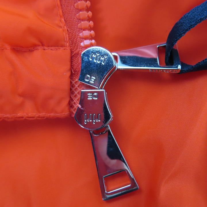 未使用品☆MONCLER モンクレール LICHEN ロゴワッペン・フード付 膝丈 ナイロンジャケット オレンジ 1 正規品 レディース