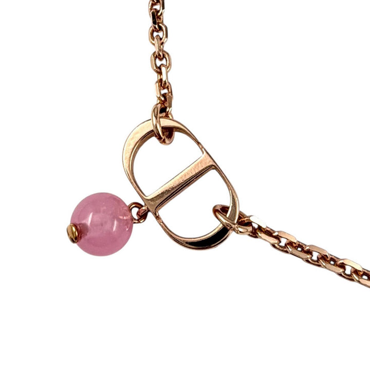 極美品◇DIOR ディオール N1390PTCPL Petit CD 1Pダイヤモンド レジンパール ネックレス ローズゴールド 箱・保存袋付き レディース