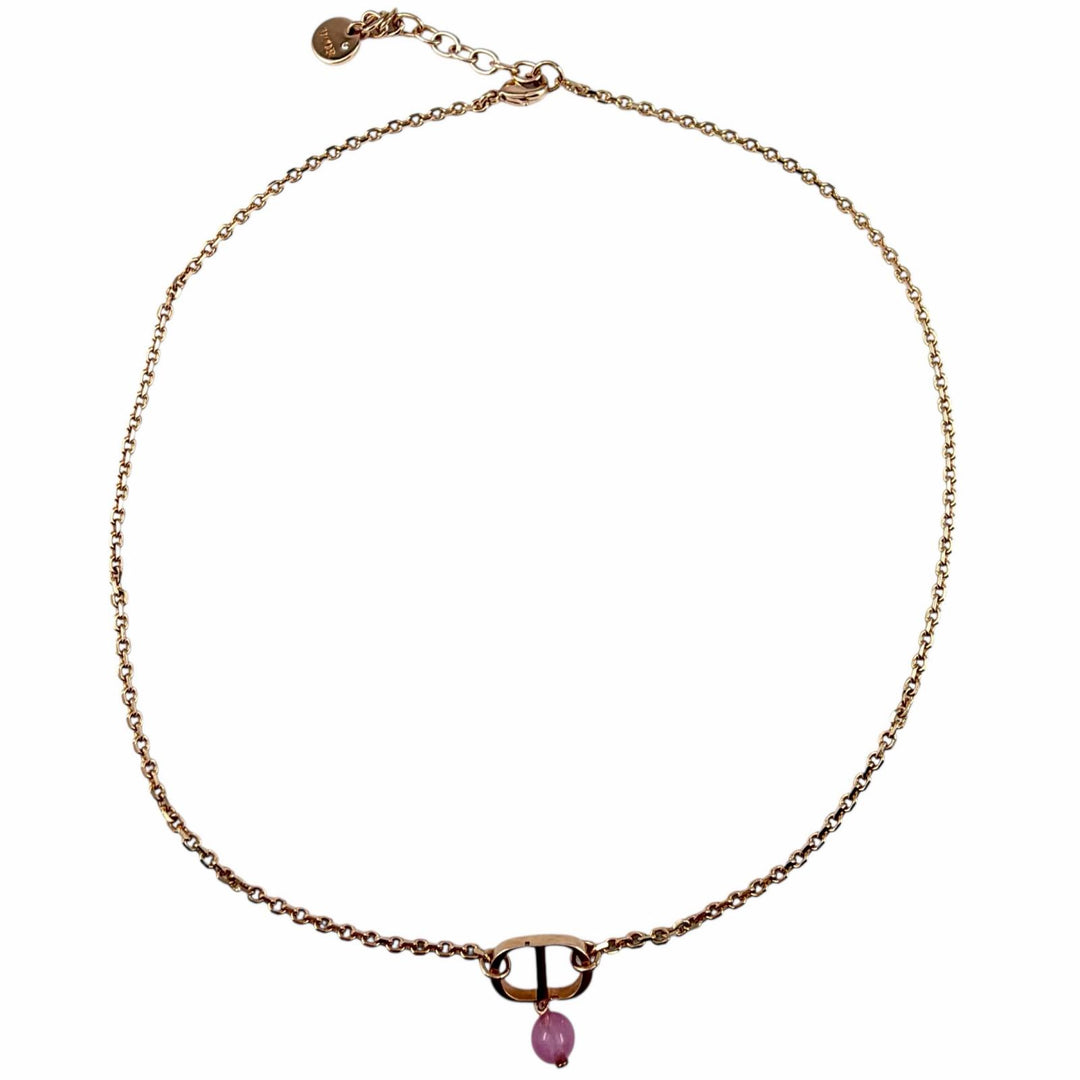 極美品◇DIOR ディオール N1390PTCPL Petit CD 1Pダイヤモンド レジンパール ネックレス ローズゴールド 箱・保存袋付き レディース