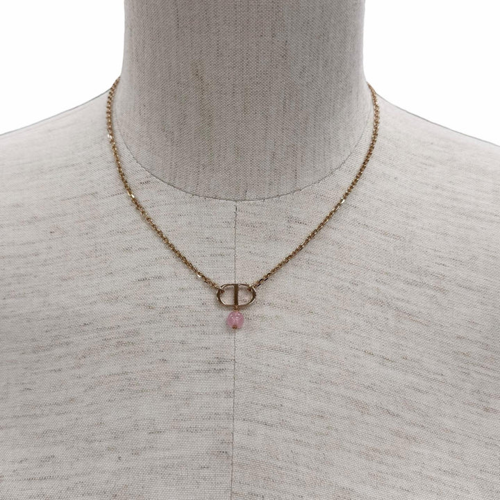 極美品◇DIOR ディオール N1390PTCPL Petit CD 1Pダイヤモンド レジンパール ネックレス ローズゴールド 箱・保存袋付き レディース