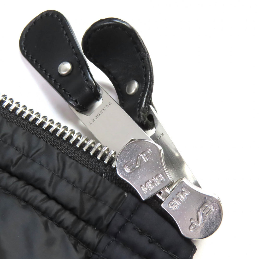 極美品△BURBERRY バーバリー 4058195 一部チェック柄 ロゴワッペン フード付き 2WAY ダウンベスト ダウンジャケット 黒 54 国内正規品