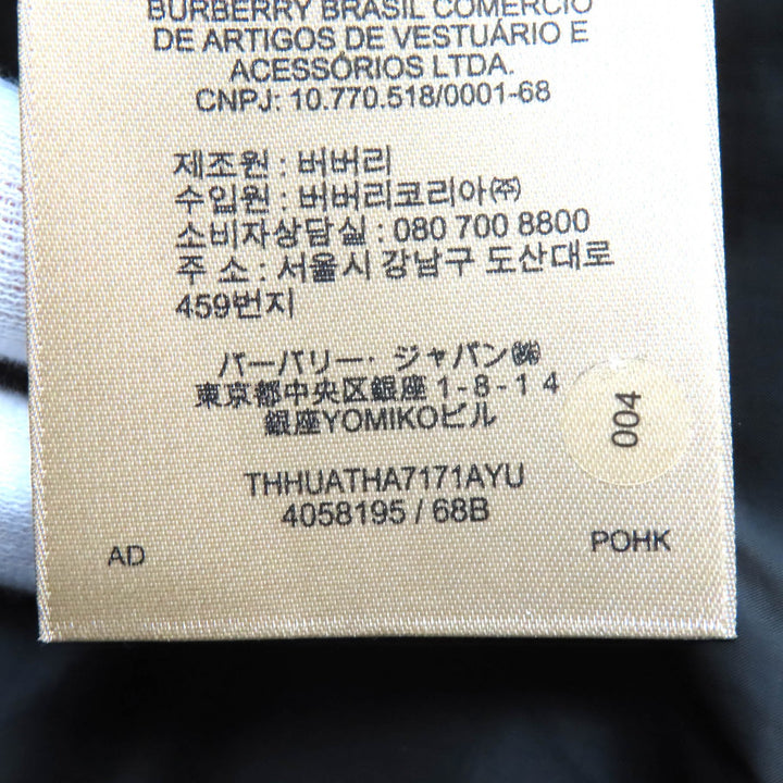 極美品△BURBERRY バーバリー 4058195 一部チェック柄 ロゴワッペン フード付き 2WAY ダウンベスト ダウンジャケット 黒 54 国内正規品
