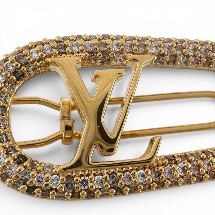 極美品▲LOUIS VUITTON ルイヴィトン M02088 バレッタ・マイLV チェーン ラインストーン ヘアアクセサリー バレッタ ゴールド レディース