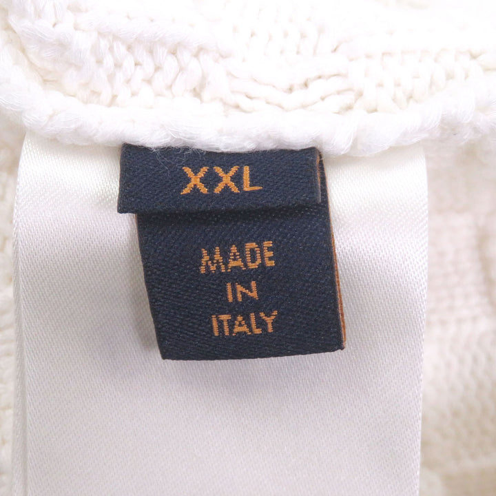 極美品□LOUIS VUITTON ルイヴィトン 2023年製 ダミエ モノグラム ニットポロシャツ セーター アイボリー XXL イタリア製 正規品 メンズ