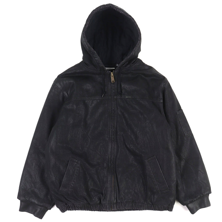 極美品△シュプリーム メゾンマルジェラ MM6 24SS FOIL HOODED WORK JACKET 中綿 コットンキャンバス ジャケット ブラック L メンズ