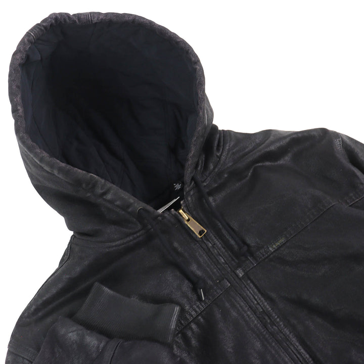 極美品△シュプリーム メゾンマルジェラ MM6 24SS FOIL HOODED WORK JACKET 中綿 コットンキャンバス ジャケット ブラック L メンズ
