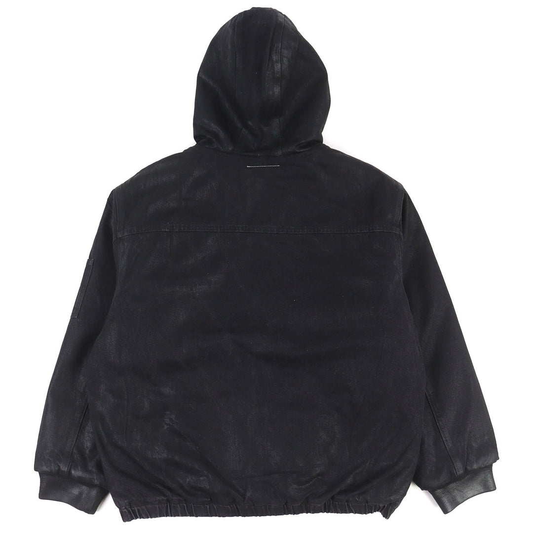 極美品△シュプリーム メゾンマルジェラ MM6 24SS FOIL HOODED WORK JACKET 中綿 コットンキャンバス ジャケット ブラック L メンズ