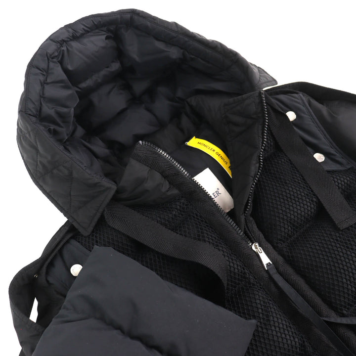 極美品△MONCLER GENIUS 2 モンクレール ジーニアス 2 NARVALONG ナルヴァロン 2WAY ダウンコート ダウンベスト ブラック 0 正規品 メンズ
