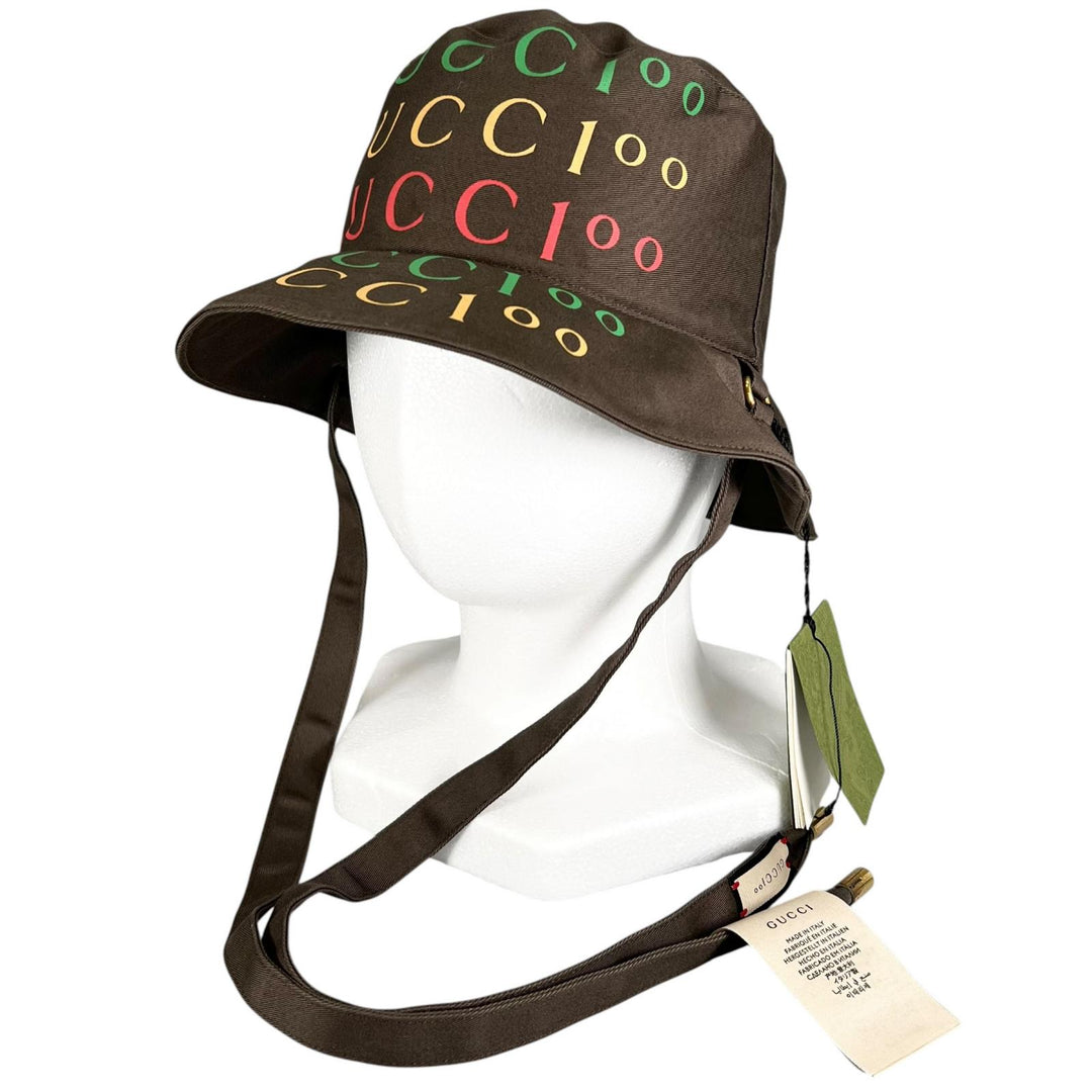未使用品▲GUCCI グッチ 2022SS 679993 100周年記念モデル リバーシブル バケット ハット ブラウン M イタリア製 正規品 メンズ 箱付き