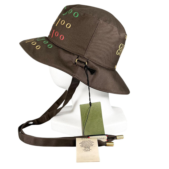 未使用品▲GUCCI グッチ 2022SS 679993 100周年記念モデル リバーシブル バケット ハット ブラウン M イタリア製 正規品 メンズ 箱付き