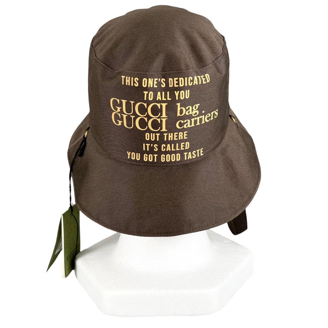 未使用品▲GUCCI グッチ 2022SS 679993 100周年記念モデル リバーシブル バケット ハット ブラウン M イタリア製 正規品 メンズ 箱付き