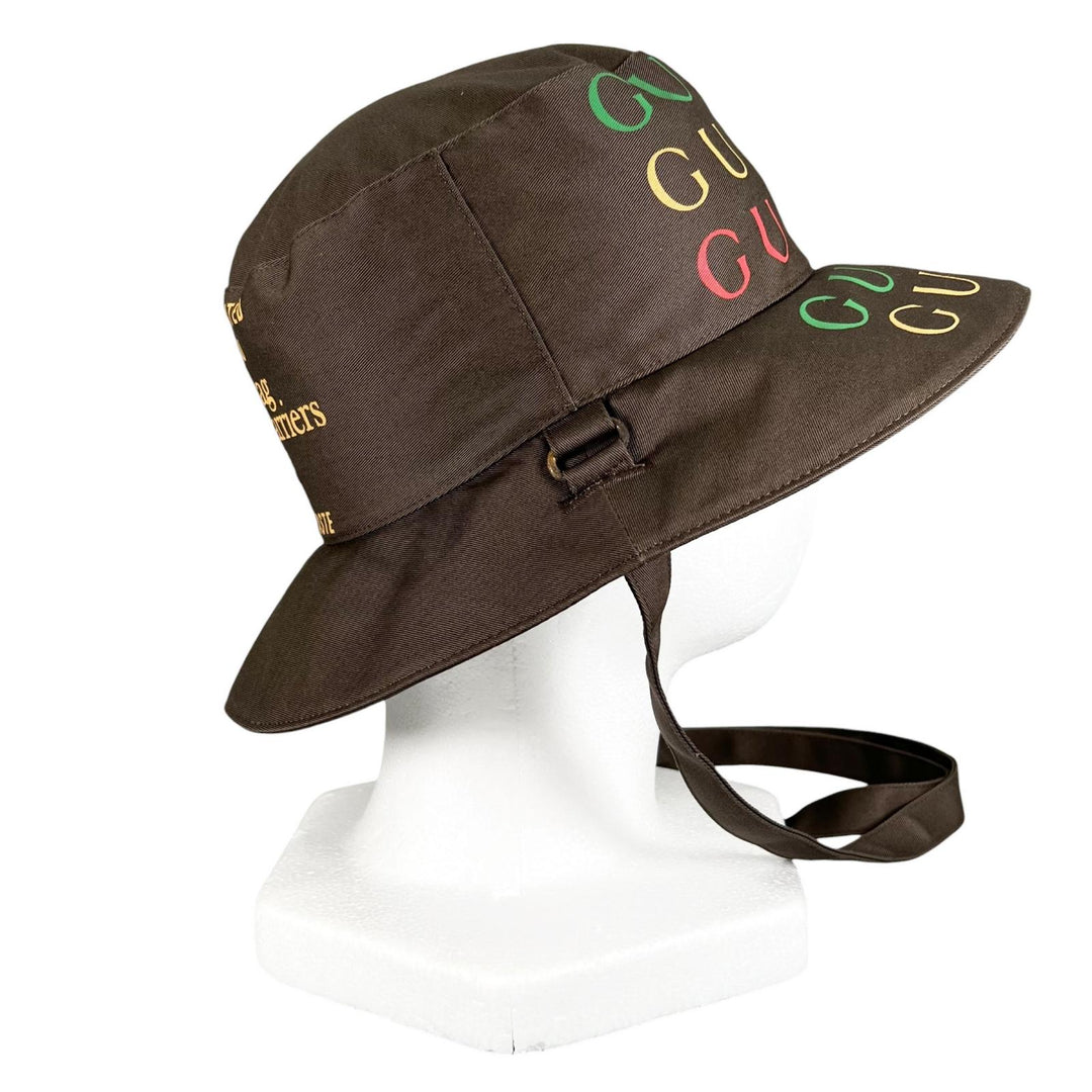 未使用品▲GUCCI グッチ 2022SS 679993 100周年記念モデル リバーシブル バケット ハット ブラウン M イタリア製 正規品 メンズ 箱付き