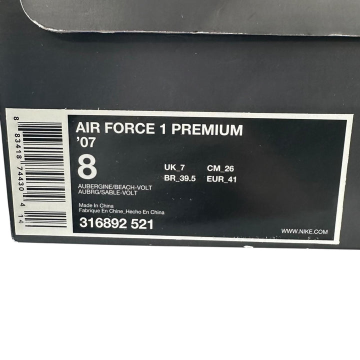 未使用品▲NIKE ナイキ 2007年製 316892-521 Air Force 1 Low Premium BOBBITO GARCIA ローカットスニーカー Aubergine 26cm メンズ