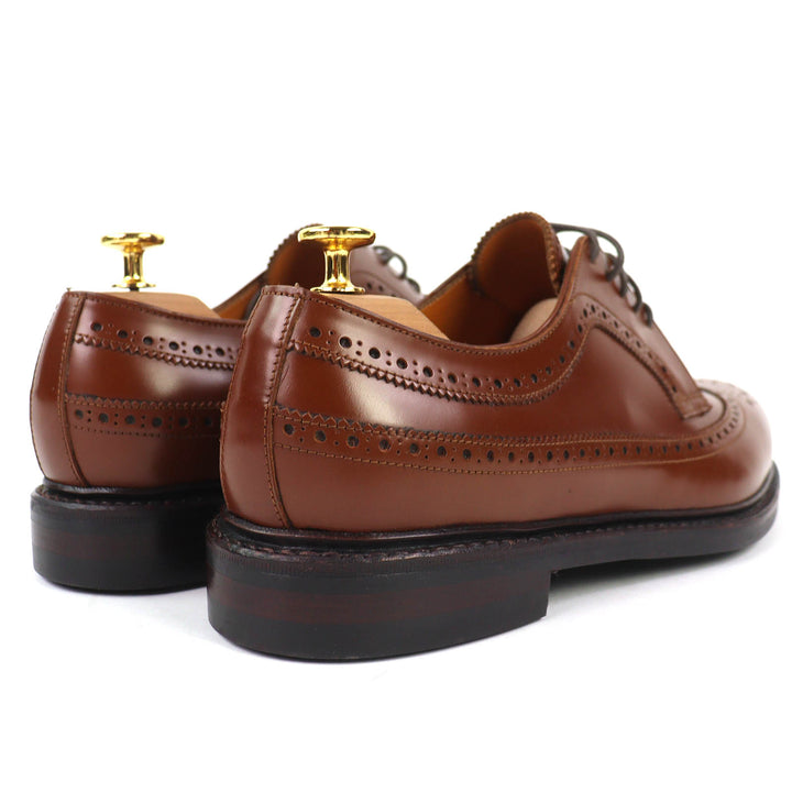 未使用品△JALAN SRIWIJAYA ジャランスリウァヤ 99037 COGNAC HIGH SHINE ロングウィングチップ ダイナイトソール レザーシューズ 茶色 8