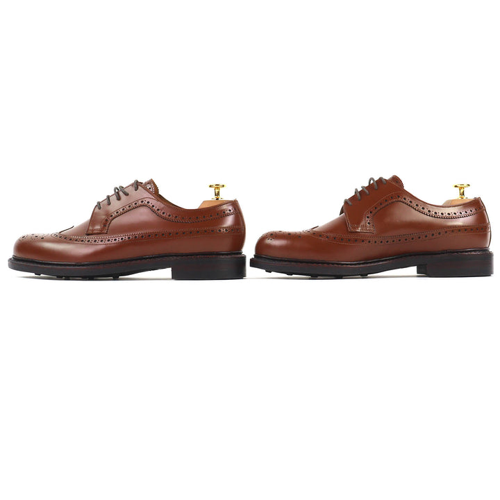 未使用品△JALAN SRIWIJAYA ジャランスリウァヤ 99037 COGNAC HIGH SHINE ロングウィングチップ ダイナイトソール レザーシューズ 茶色 8