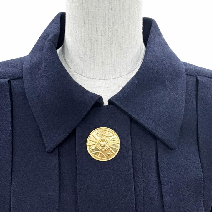 良品◇CHANEL BOUTIQUE シャネルブティック ヴィンテージ ココマーク金ボタン付き ワンピース 紺 日本サイズM相当 フランス製 レディース
