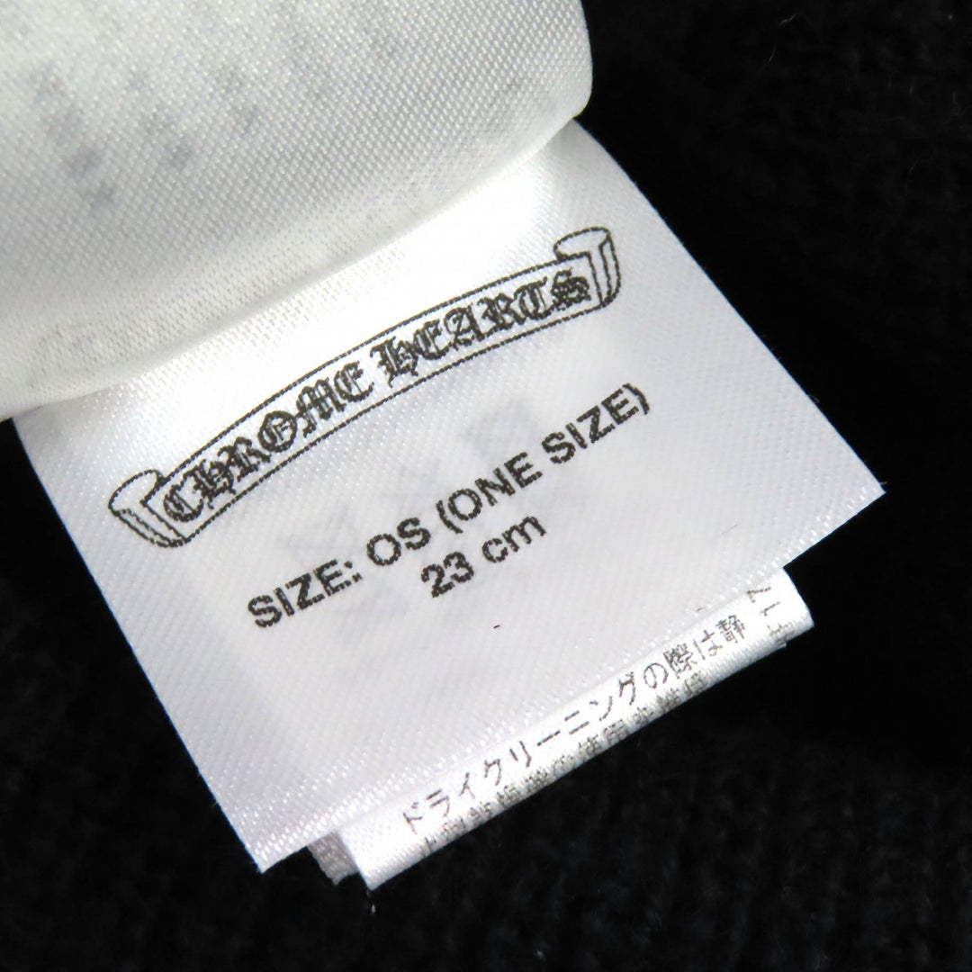 美品△CHROME HEARTS クロムハーツ ウール100％ CHプラス刺繍 ビーニー ニット帽 ニットキャップ ブラック ONE SIZE 23cm USA製 正規品