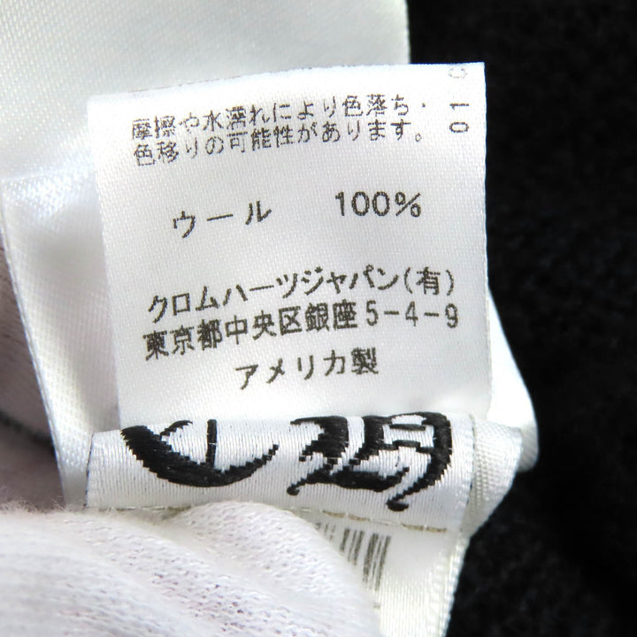 美品△CHROME HEARTS クロムハーツ ウール100％ CHプラス刺繍 ビーニー ニット帽 ニットキャップ ブラック ONE SIZE 23cm USA製 正規品