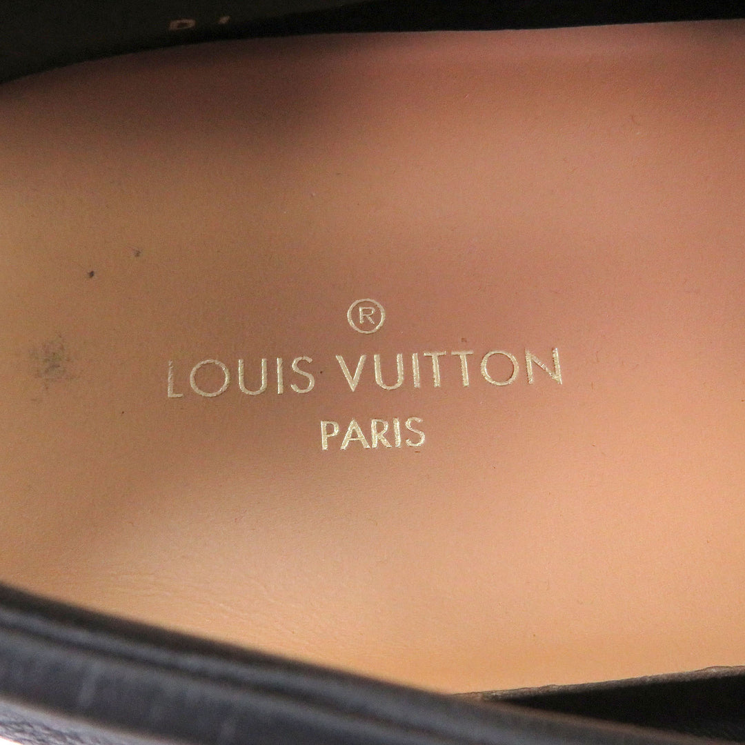 極美品□LOUIS VUITTON ルイヴィトン エステートライン 2021年製 レザー LVロゴ金具 ローファー モカシン 黒 6 箱・保存袋付 イタリア製