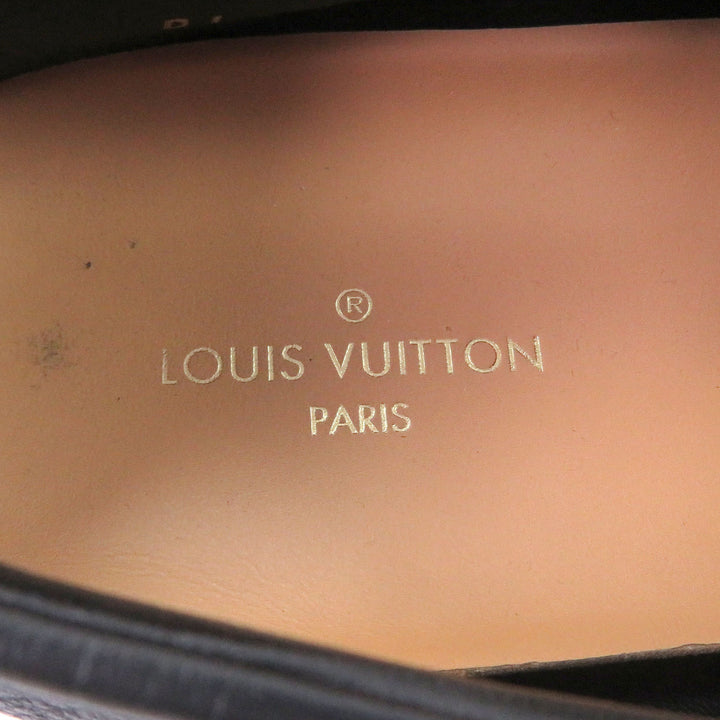 極美品□LOUIS VUITTON ルイヴィトン エステートライン 2021年製 レザー LVロゴ金具 ローファー モカシン 黒 6 箱・保存袋付 イタリア製