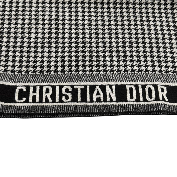 極美品★Christian Dior クリスチャンディオール 014S92AM035 バックロゴ刺繡 千鳥格子 カシミヤ パーカー 黒 オフホワイト 40 正規品