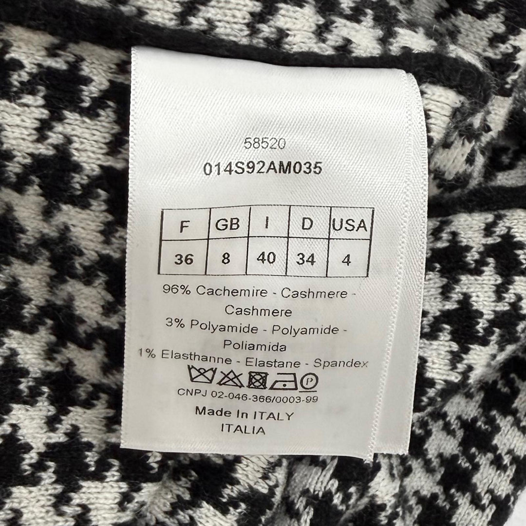 極美品★Christian Dior クリスチャンディオール 014S92AM035 バックロゴ刺繡 千鳥格子 カシミヤ パーカー 黒 オフホワイト 40 正規品