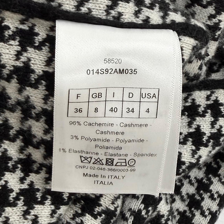 極美品★Christian Dior クリスチャンディオール 014S92AM035 バックロゴ刺繡 千鳥格子 カシミヤ パーカー 黒 オフホワイト 40 正規品