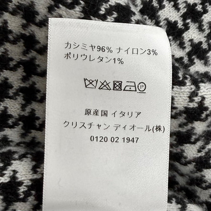 極美品★Christian Dior クリスチャンディオール 014S92AM035 バックロゴ刺繡 千鳥格子 カシミヤ パーカー 黒 オフホワイト 40 正規品