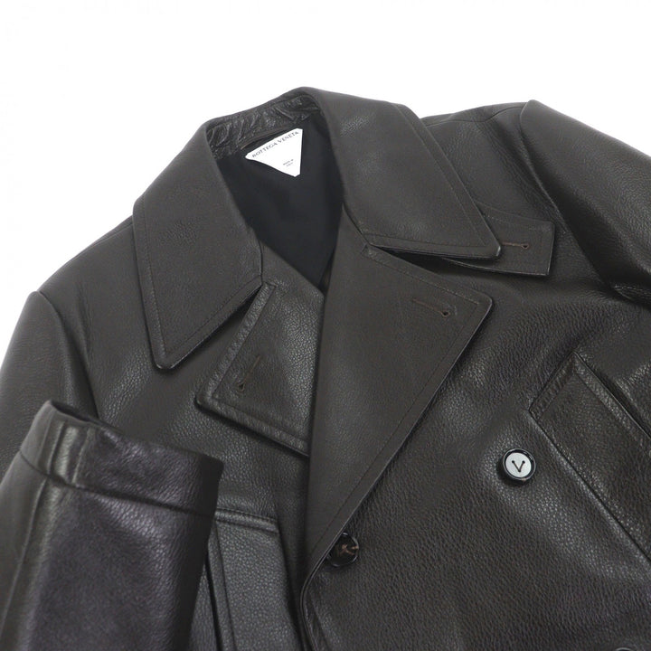 極美品□BOTTEGAVENETA ボッテガヴェネタ 2022年 709758 カウレザー コレクション着用 ダブルブレスト チェスターコート 48 伊製 正規品