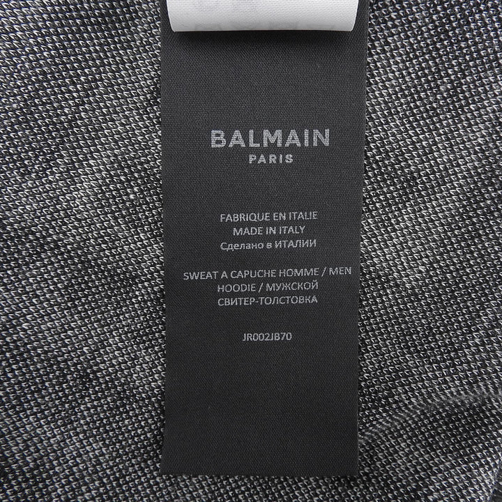極美品▲BALMAIN バルマン JR002JB70 コットン100％ 総柄モノグラム プルオーバー パーカー ブラック ベージュ XS イタリア製 正規品