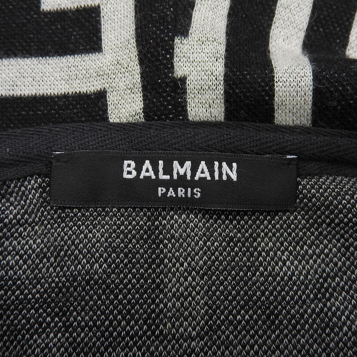 極美品▲BALMAIN バルマン JR002JB70 コットン100％ 総柄モノグラム プルオーバー パーカー ブラック ベージュ XS イタリア製 正規品