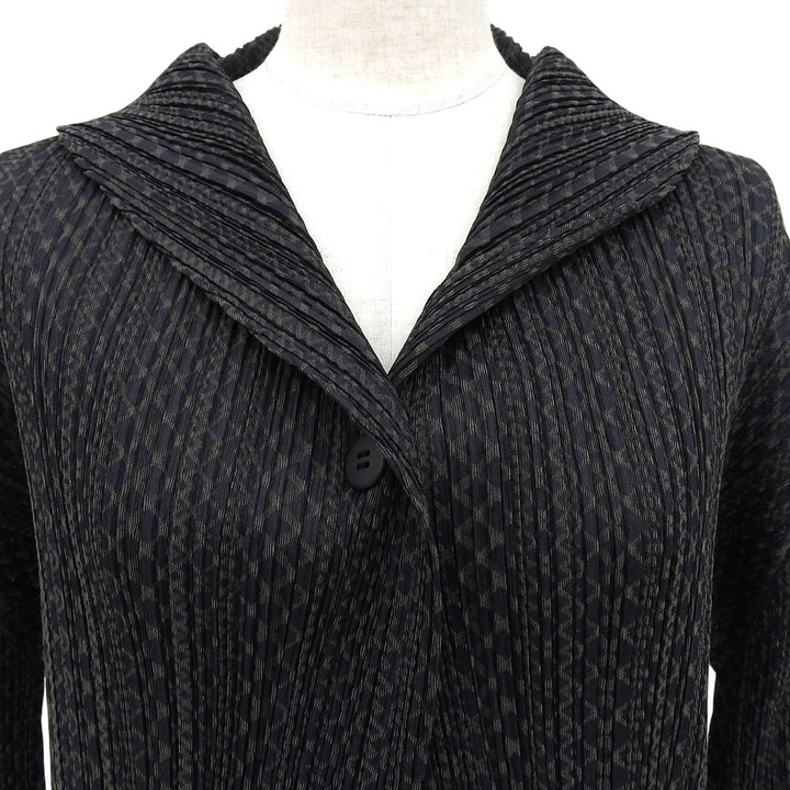 極美品▲PLEATS PLEASE プリーツプリーズ イッセイミヤケ PP33-J0703 コットン混 プリーツカーディガン 3 日本製 正規品 レディース