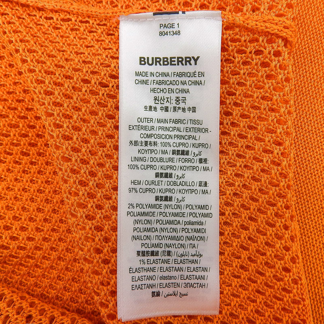 未使用品▲BURBERRY バーバリー 8041348 メガチェック ミモレ丈 メッシュスカート ニットスカート オレンジ S 正規品 レディース