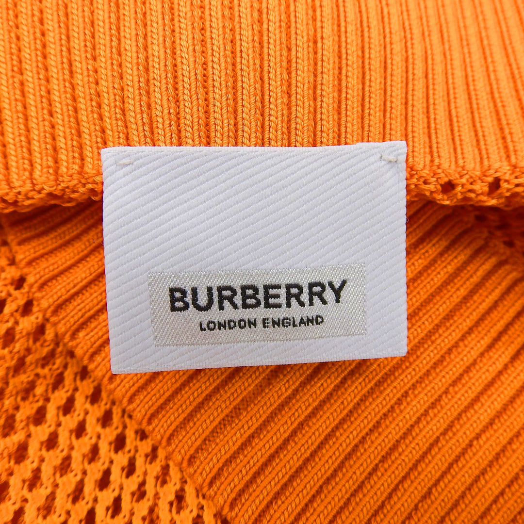 未使用品▲BURBERRY バーバリー 8041348 メガチェック ミモレ丈 メッシュスカート ニットスカート オレンジ S 正規品 レディース