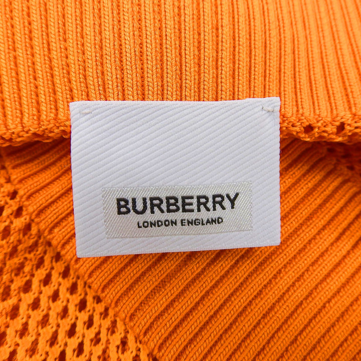 未使用品▲BURBERRY バーバリー 8041348 メガチェック ミモレ丈 メッシュスカート ニットスカート オレンジ S 正規品 レディース