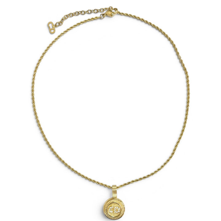 美品△Christian Dior クリスチャンディオール ヴィンテージ CDロゴ ラインストーン コインモチーフ ネックレス アクセサリー ゴールド