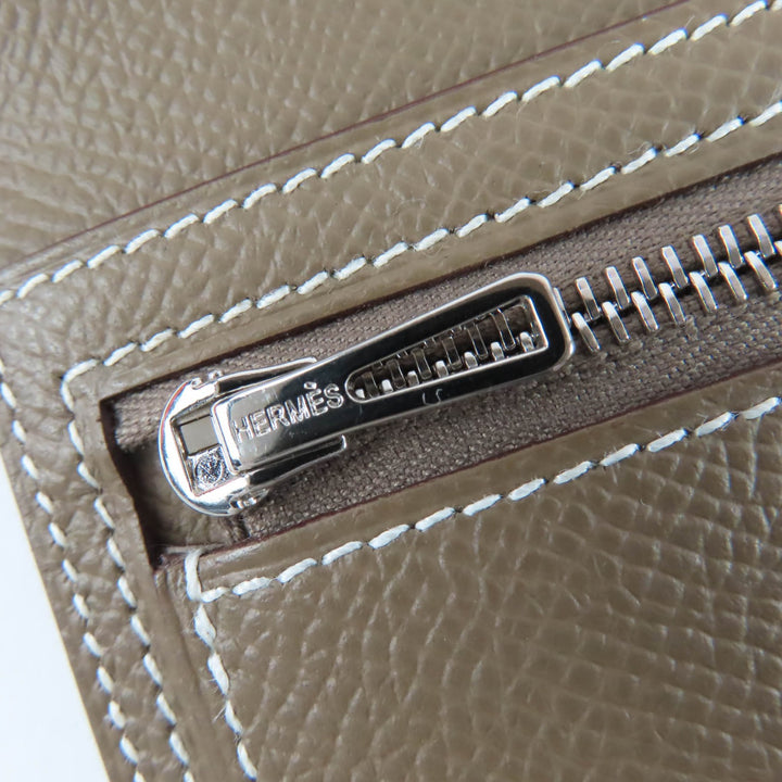 極美品☆HERMES エルメス ベアンスフレ エトゥープ シルバー金具 レザー ロングウォレット 長財布 W刻印 箱付き フランス製 レディース