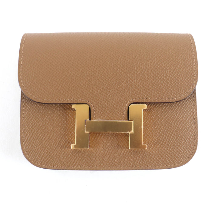 未使用品★HERMES エルメス コンスタンススリム ブラウン ヴォーエプソン ゴールド金具 コインケース付 財布 ブラウン W刻印 箱・袋付