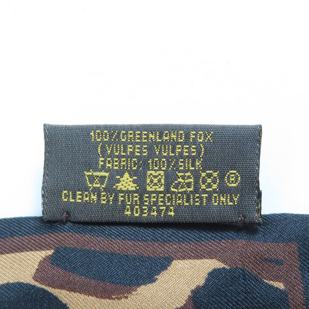 美品★LOUIS VUITTON ルイヴィトン 403474 シルク100％ バンド フリュール レオパード フォックスファー ティペット ブラウン イタリア製