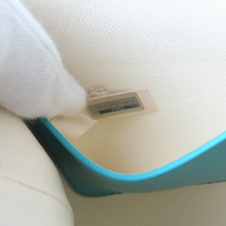 極美品☆Chloe クロエ CHC23UP873I1046K センス マイクロトートバッグ ロゴ刺繍 レザー ショルダーバッグ ブルー 保存袋付き レディース