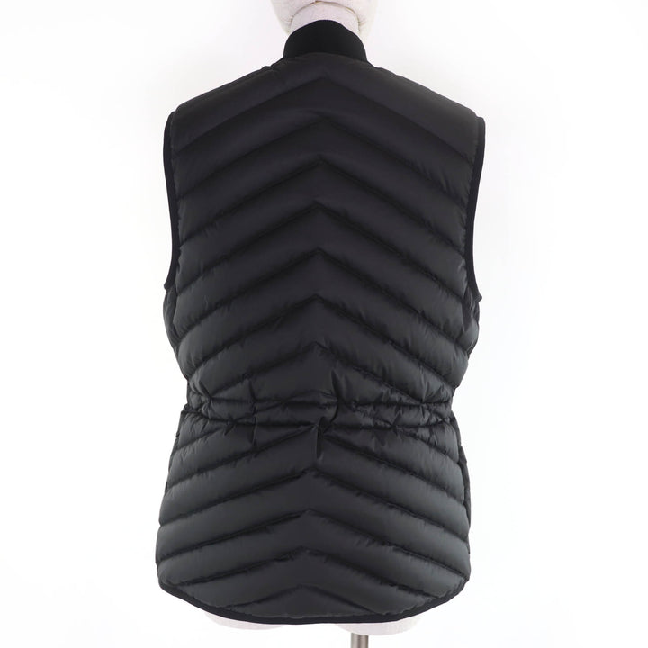 極美品☆HERMES エルメス 23AW 3H0156DA CLOU DE SELLE ロゴワッペン付 ZIP UP リブ切替 ダウンベスト ブラック 38 伊製 レディース