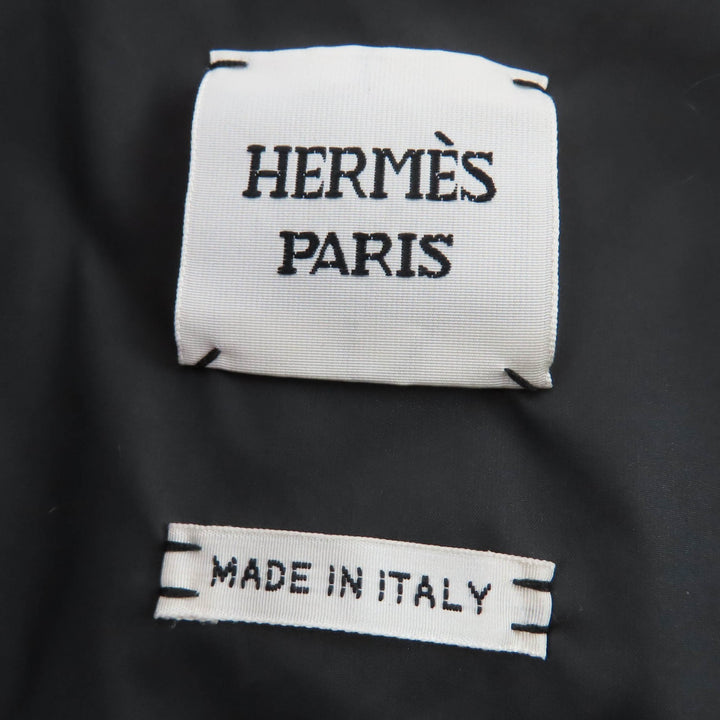 極美品☆HERMES エルメス 23AW 3H0156DA CLOU DE SELLE ロゴワッペン付 ZIP UP リブ切替 ダウンベスト ブラック 38 伊製 レディース